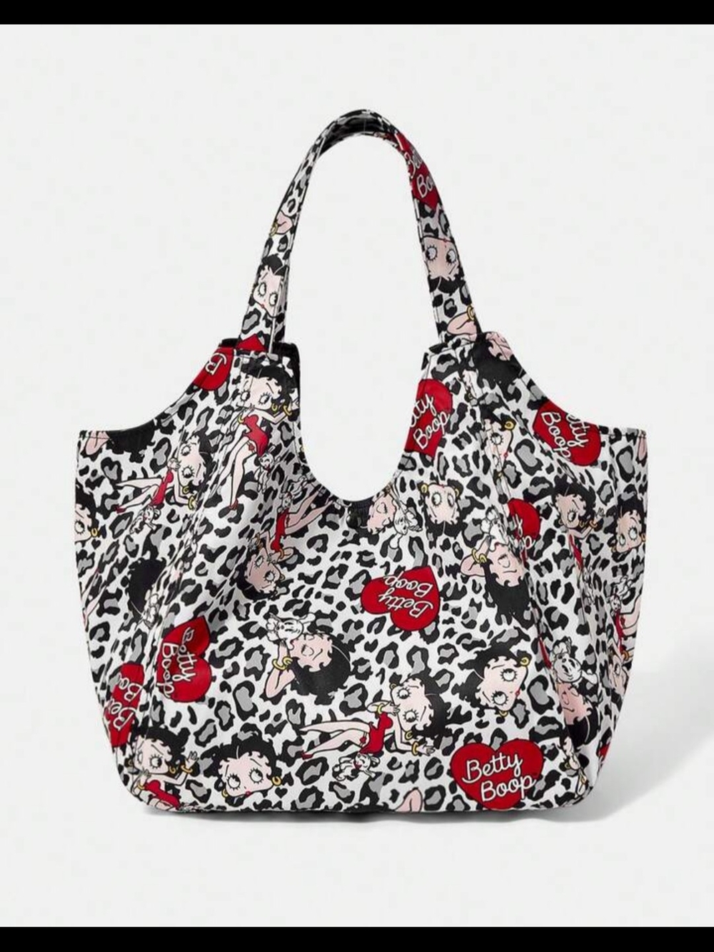 Betty Boop Black, White & Red Leopard Print Fabric Tote